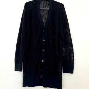 Black fishnet oversized cardigan